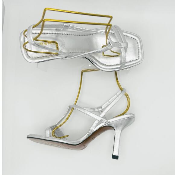Frame Le Addison silver Metallic Leather Strappy Summer Sandals 37 - Picture 8 of 11